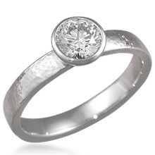 Full Bezel Hammered Engagement Ring