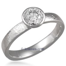 Full Bezel Hammered Engagement Ring 