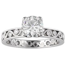 Millegrain Curls Engagement Ring - top view
