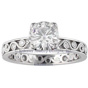 Millegrain Curls Engagement Ring