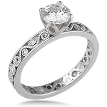Millegrain Curls Engagement Ring