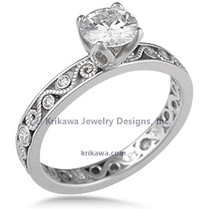 Millegrain Curls Engagement Ring