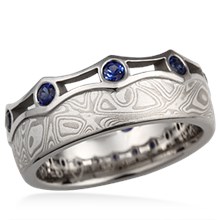 Mokume Coronet Diamond Wedding Band