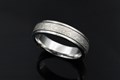 White Mokume Wedding Band with Darkened Groove