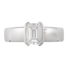 Modern Straight, Tapered Head Engagement Ring - top view
