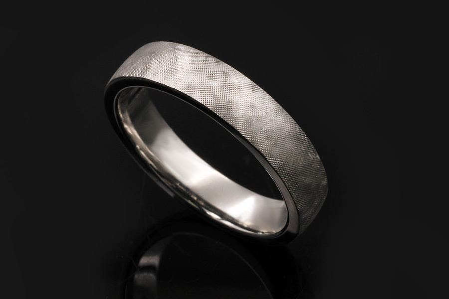 Custom Crafted Crosshatched Wedding Band