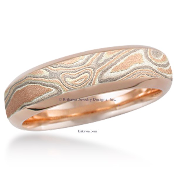 Mokume Beveled Wedding Band
