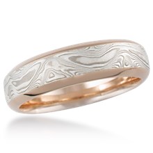Mokume Beveled Wedding Band