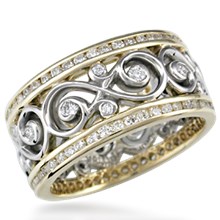 Double Diamond Ornate Infinity Wedding Band