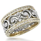 Double Diamond Ornate Infinity Wedding Band