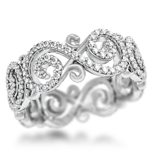 Carved Infinity Pave Wedding Band