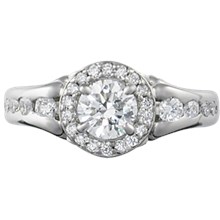 Vintage Style Engagement Ring with Fleur de Lis Halo - top view