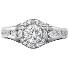 Vintage Style Engagement Ring with Fleur de Lis Halo - top view