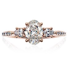 Three Stone Trellis Engagement Ring - top view