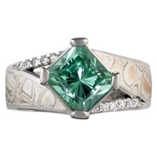 Venetian Mokume Engagement Ring - top view