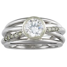 Saturn Engagement Ring with Diamonds - top view