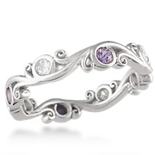 Carved Curls Wedding Band