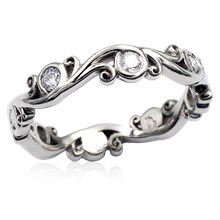 Carved Curls Wedding Band