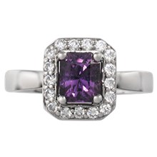 Emerald Cut Halo Pave Engagement Ring - top view