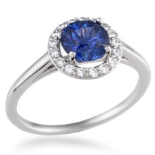 Cathedral Round Halo Pave Engagement Ring