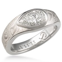 Mokume Droplet Engagement Ring