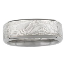 Cushion Shaped Mokume Band with Beveled Edges - top view