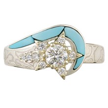 Mokume Shooting Star Engagement Ring - top view