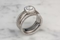 Champagne Mokume Pave Halo Engagement Ring Set