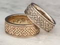 Tibetan Knot Eternity Wedding Bands with Intricate Carvings