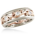 Carved Curls Wedding Band with Rails