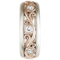 Carved Curls Wedding Band with Rails