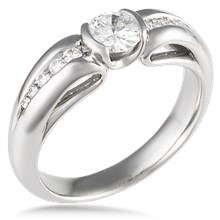 Carved Curls Light Drop Engagement Ring