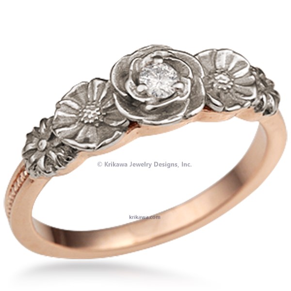 Rose Poppy Daisy Engagement Ring