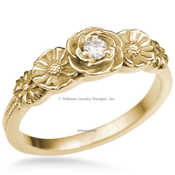 Rose Poppy Daisy Engagement Ring
