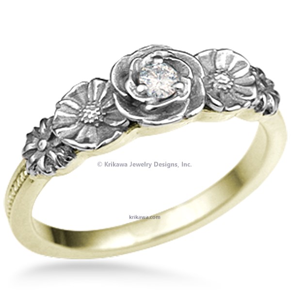 Rose Poppy Daisy Engagement Ring