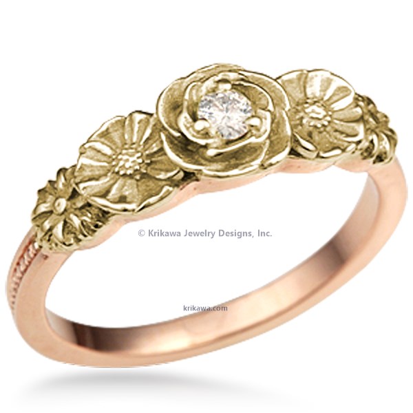 Rose Poppy Daisy Engagement Ring