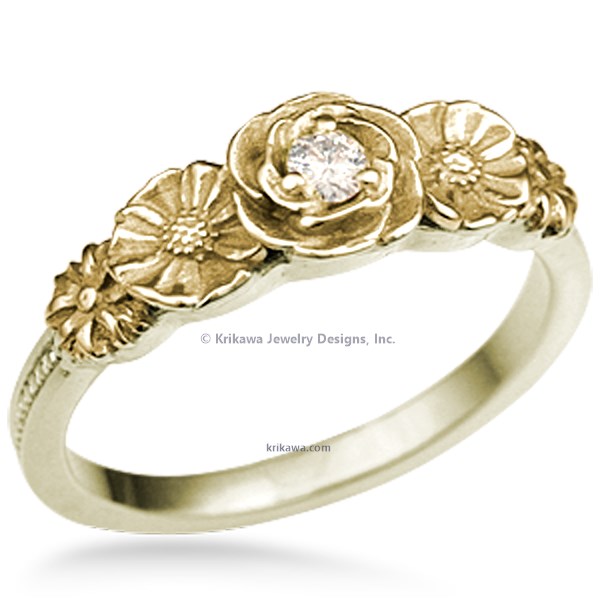 Rose Poppy Daisy Engagement Ring