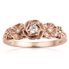 Rose Poppy Daisy Engagement Ring - top view
