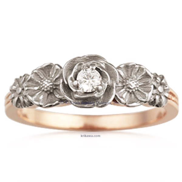 Rose Poppy Daisy Engagement Ring