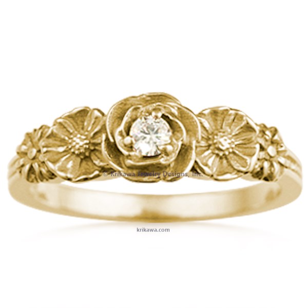 Rose Poppy Daisy Engagement Ring
