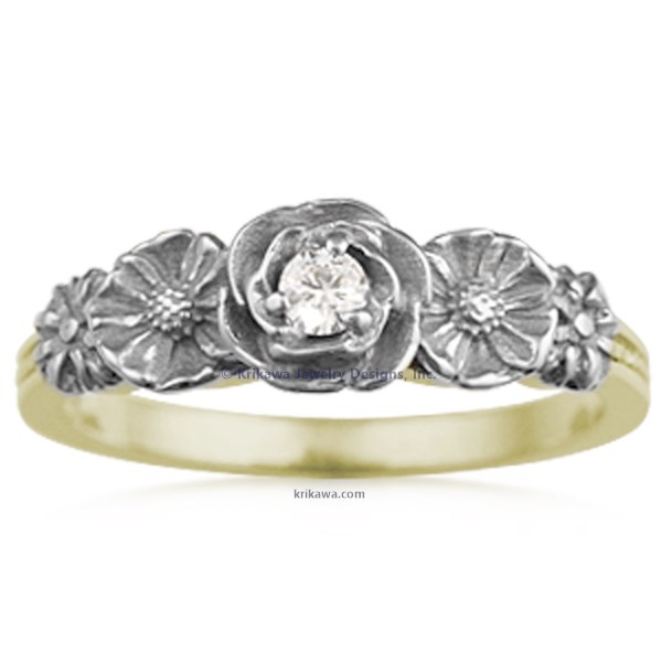 Rose Poppy Daisy Engagement Ring