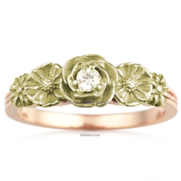 Rose Poppy Daisy Engagement Ring