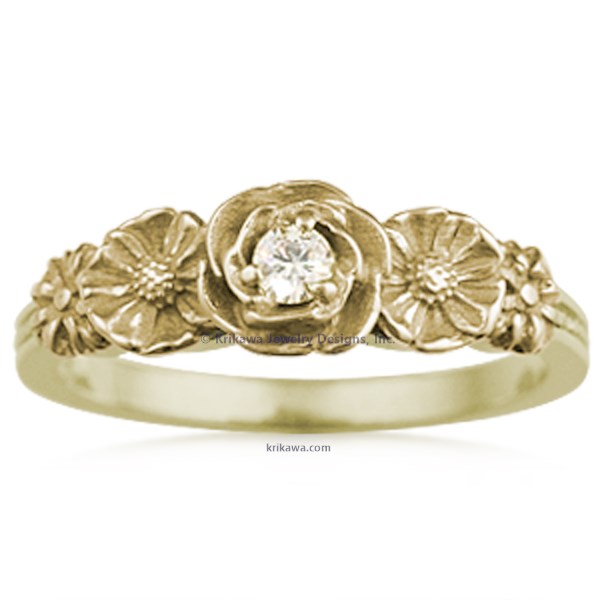 Rose Poppy Daisy Engagement Ring