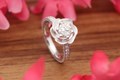 Vintage Rose Engagement Ring with Millegrained Beading and Pave-Set Diamonds