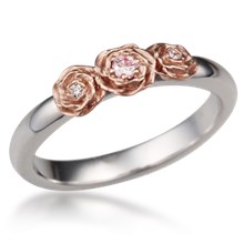 Rose Trio Wedding Band with Diamonds