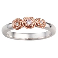 Rose Trio Wedding Band with Diamonds - top view