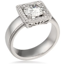 Vintage Modern Square Engagement Ring