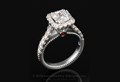 Vintage Deco Cathedral Engagement Ring, Beautiful, Elegant, and Handcrafted with Garnet Accents