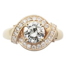 Vintage Ribbon Halo Engagement Ring - top view