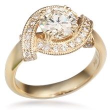Vintage Ribbon Halo Engagement Ring